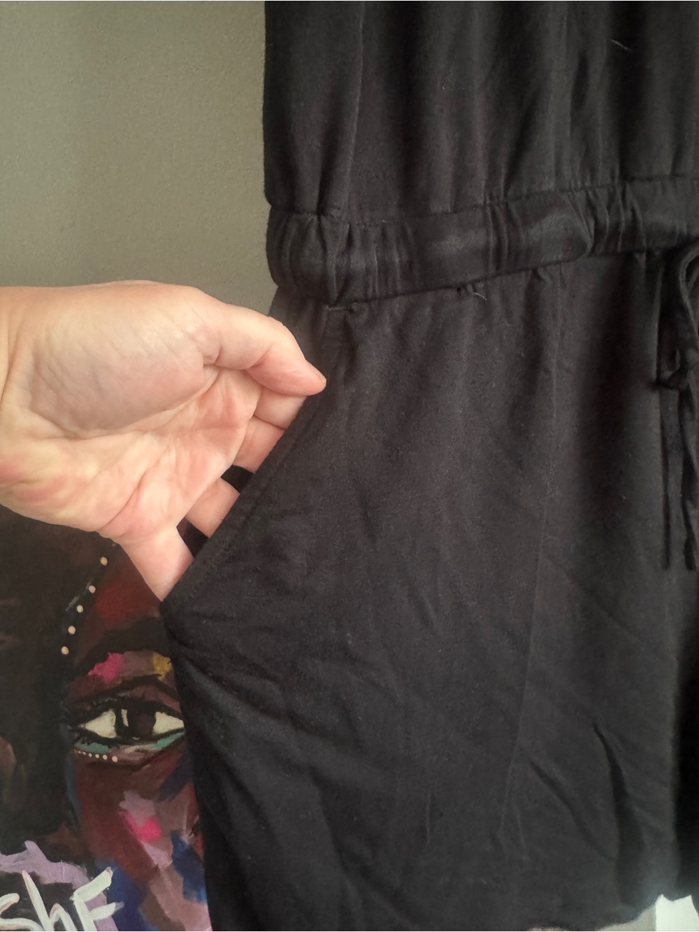 Essential Black Sleeveless Jersey Romper with Pockets size L/XL - Picture 5 of 10